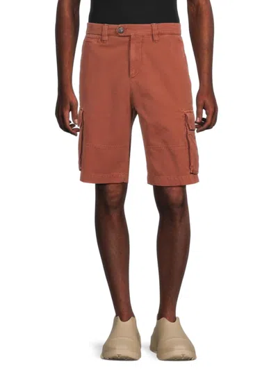 Brunello Cucinelli Men's Flat Front Cargo Bermuda Shorts In Orange