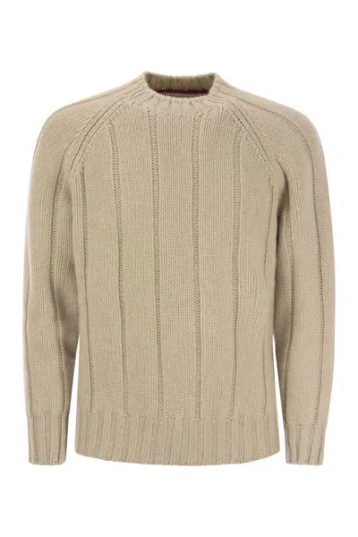 BRUNELLO CUCINELLI MEN'S FLAT-RIBBED CASHMERE SWEATER
