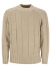 Brunello Cucinelli Men's Flat-ribbed Cashmere Sweater In Cream