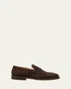 Brunello Cucinelli Leather-trimmed Suede Penny Loafers In Brown
