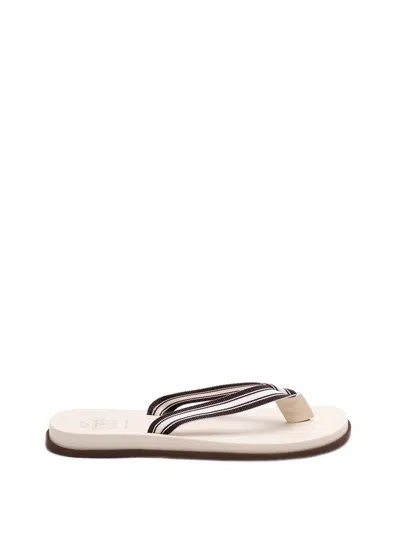 Brunello Cucinelli Striped Grosgrain Flip Flops In Multi