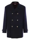 Brunello Cucinelli Double-breasted Wool Coat With Peak Lapels In Blue