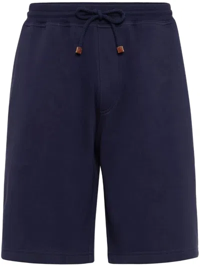 Brunello Cucinelli French Terry Bermuda Shorts In Blue
