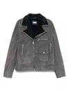 Brunello Cucinelli Shearling Biker Jacket In Gray