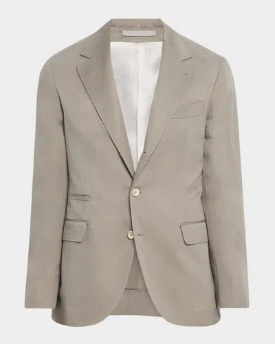 Brunello Cucinelli Men's Gabardine Delave Solid Sport Coat In Khaki