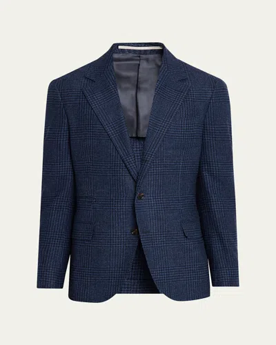 Brunello Cucinelli Men's Galles Houndstooth Check Single-breasted Sport Coat In Black
