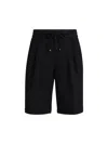 Brunello Cucinelli Men Garment Dyed Linen Gabardine Bermuda Shorts With Drawstring And Darts In Black
