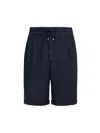 Brunello Cucinelli Men's Garment Dyed Bermuda Shorts In Linen Gabardine In Black