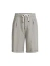 Brunello Cucinelli Men's Garment Dyed Bermuda Shorts In Linen Gabardine In Brown