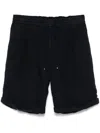Brunello Cucinelli Men Garment-dyed Bermuda Shorts In Linen Gabardine With Drawstring And Pleat In Multicolor