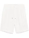 Brunello Cucinelli Men Garment-dyed Bermuda Shorts In Linen Gabardine With Drawstring And Pleat In Multicolor