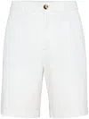 Brunello Cucinelli Men Garment-dyed Bermuda Shorts In Twisted Cotton Gabardine In Multicolor