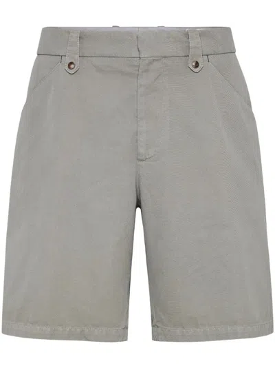 Brunello Cucinelli Men Garment-dyed Bermuda Shorts In Twisted Cotton Gabardine In Multicolor