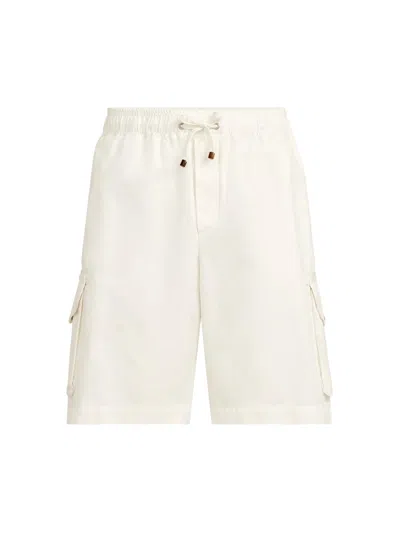 Brunello Cucinelli Gabardine Bermuda Shorts In White