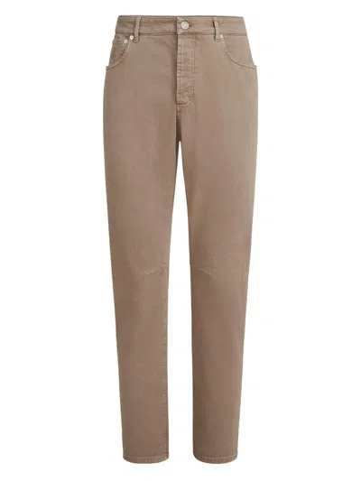 Brunello Cucinelli Men's Garment Dyed Five Pocket Jeans In Comfort Denim In Brown