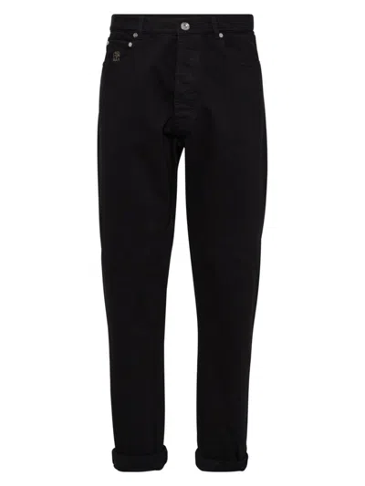 Brunello Cucinelli Men's Garment Dyed Iconic Fit Trousers In Black
