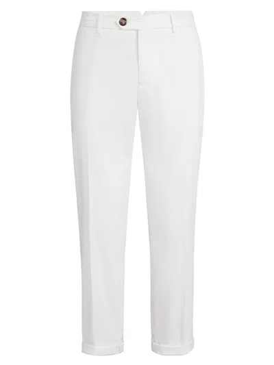 Brunello Cucinelli Garment-dyed Cotton Gabardine Trousers In White
