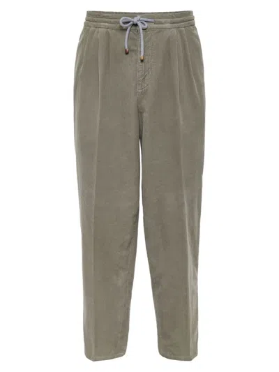 Brunello Cucinelli Men's Garment Dyed Leisure Fit Trousers In Green