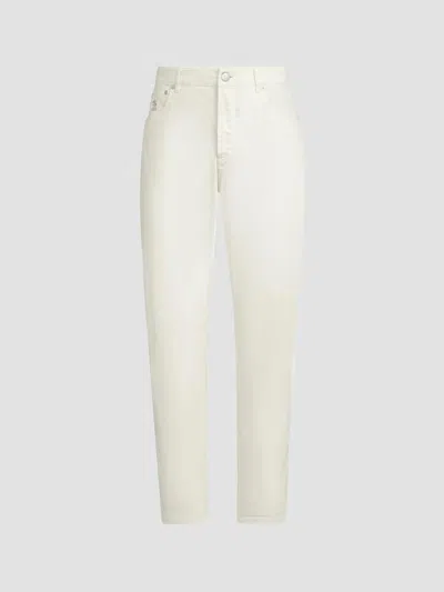 Brunello Cucinelli Garment-dyed Cotton Canvas Jeans In White