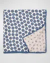 Brunello Cucinelli Men's Geometric Design Silk Pocket Square In White/blue