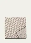 Brunello Cucinelli Men's Geometric Design Silk Pocket Square In White/grey