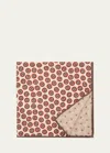 Brunello Cucinelli Men's Geometric Design Silk Pocket Square In White/orange