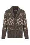 Brunello Cucinelli Wool Cardigan V-neck Geometric Pattern In Multi