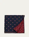 Brunello Cucinelli Silk Diamond Pocket Square In Blue