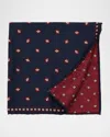 Brunello Cucinelli Silk Diamond Pocket Square In Blue