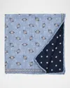 Brunello Cucinelli Reversible Lightweight Dual Pattern Scarf In Blue
