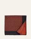 Brunello Cucinelli Men's Geometric-print Silk Pocket Square In Orange