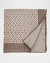 Brunello Cucinelli Men's Geometric-print Silk Pocket Square In Brown