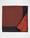 Brunello Cucinelli Men's Geometric-print Silk Pocket Square In Orange