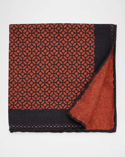 BRUNELLO CUCINELLI MEN'S GEOMETRIC-PRINT SILK POCKET SQUARE