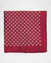 Brunello Cucinelli Men's Geometric Silk Pocket Square In Red