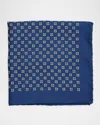 Brunello Cucinelli Men's Geometric Silk Pocket Square In Blue