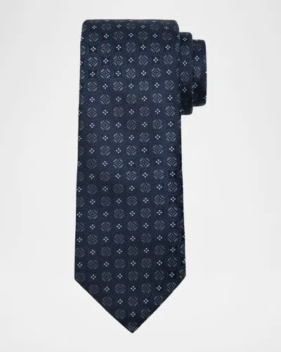 Brunello Cucinelli Men's Geometric Silk Tie In Blue
