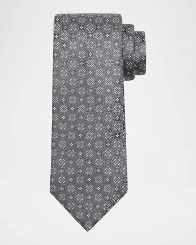 Brunello Cucinelli Men's Geometric Silk Tie In Gray