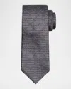 Brunello Cucinelli Men's Geometric Tile Jacquard Silk And Cotton Tie In Gray