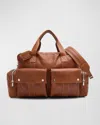 Brunello Cucinelli Leather Duffle Bag In C6608 Copper