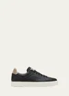 Brunello Cucinelli Men's Grained Calfskin Sneakers In Black