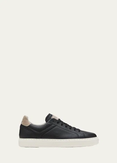 BRUNELLO CUCINELLI MEN'S GRAINED CALFSKIN LOW-TOP SNEAKERS