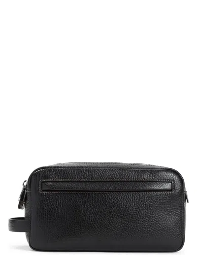 Brunello Cucinelli Men's Grained Leather Beauty Case In Black