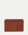 Brunello Cucinelli Men's Grained Leather Card Holder In Copper