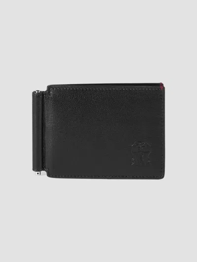 Brunello Cucinelli Men's Grained Leather Money Clip Wallet In Black