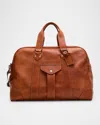 Brunello Cucinelli Men's Grained Leather Travel Duffel Bag In Copper