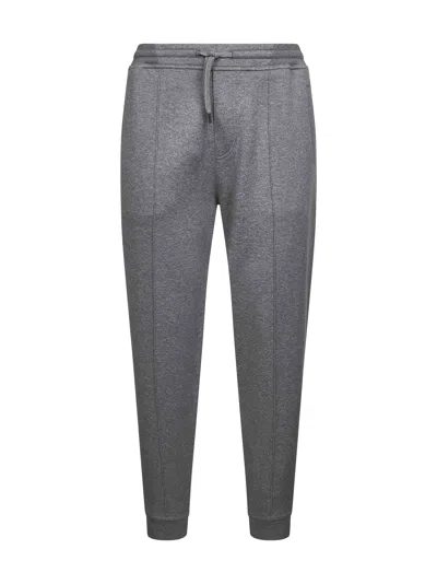 Brunello Cucinelli Men Grey Double Fleece Jogger Trousers In Gray