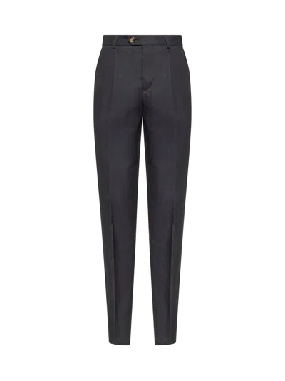 Brunello Cucinelli Men Grey Gabardine Leisure Fit Trousers In Gray