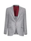 Brunello Cucinelli Men Grey Linen Blend Diagonal Twill Deconstructed Blazer In Gray