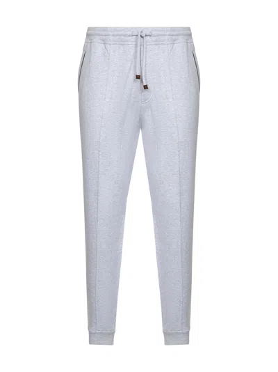 Brunello Cucinelli Men Grey Techno Cotton Sweatpants In Gray